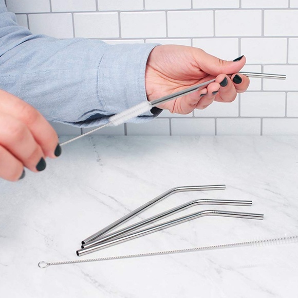 4 Bent Stainless Steel Straws Extra LONG - Picture 5 of 7